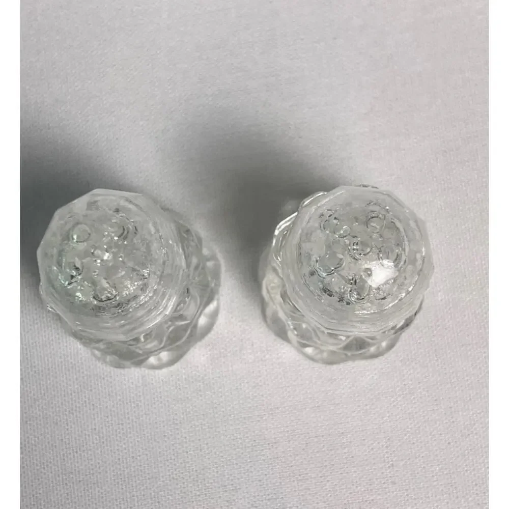 Vintage Glass Salt & Pepper Shakers 1960s Art Deco Heavy Texture 2” Glass Set